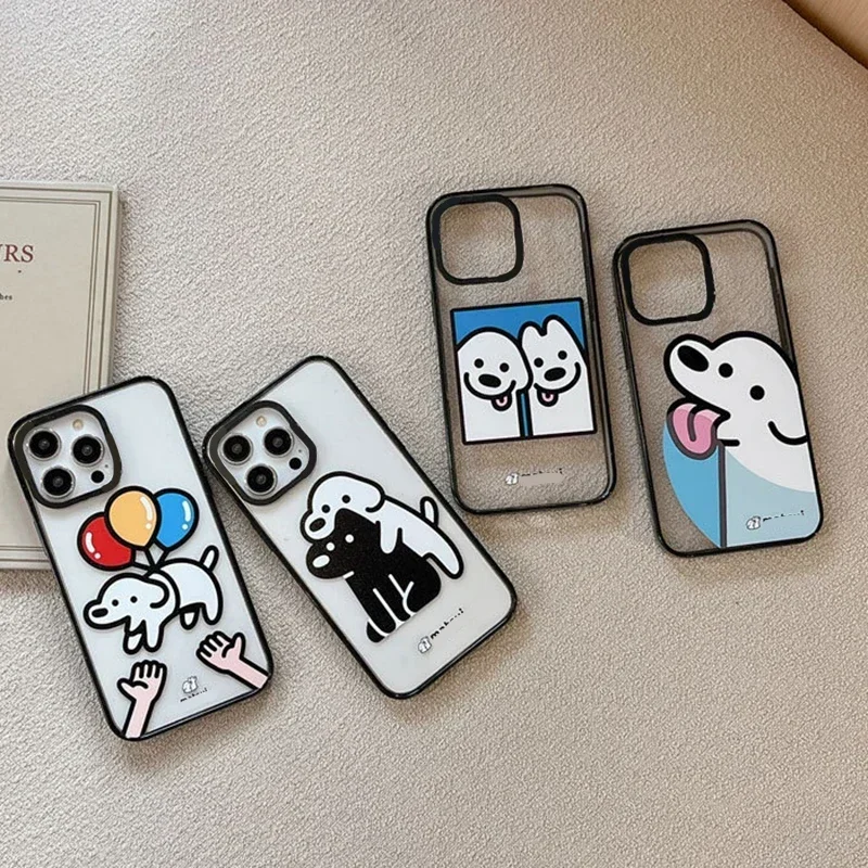 

Upgrade Acrylic Border Dog Friend Phone Case Cover for IPhone 11 12 13 14 15 16 Pro Max Case for IPhone 15 16 Pro Max