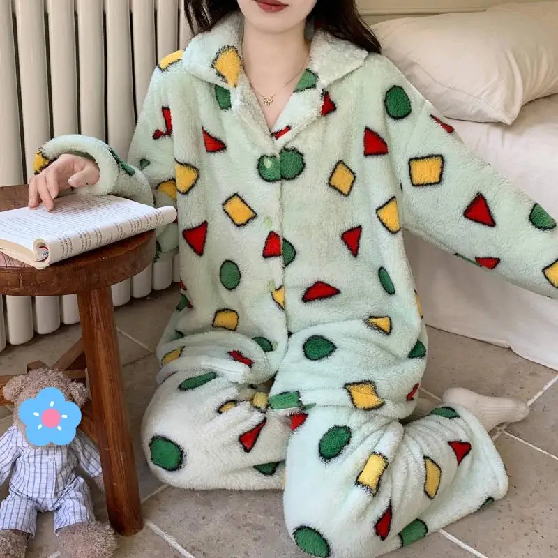 2025 nuevo conjunto de pijama de lana Coral para mujer, ropa de dormir cálida de invierno con forro polar de franela, ropa de descanso cómoda y acogedora, ropa de casa