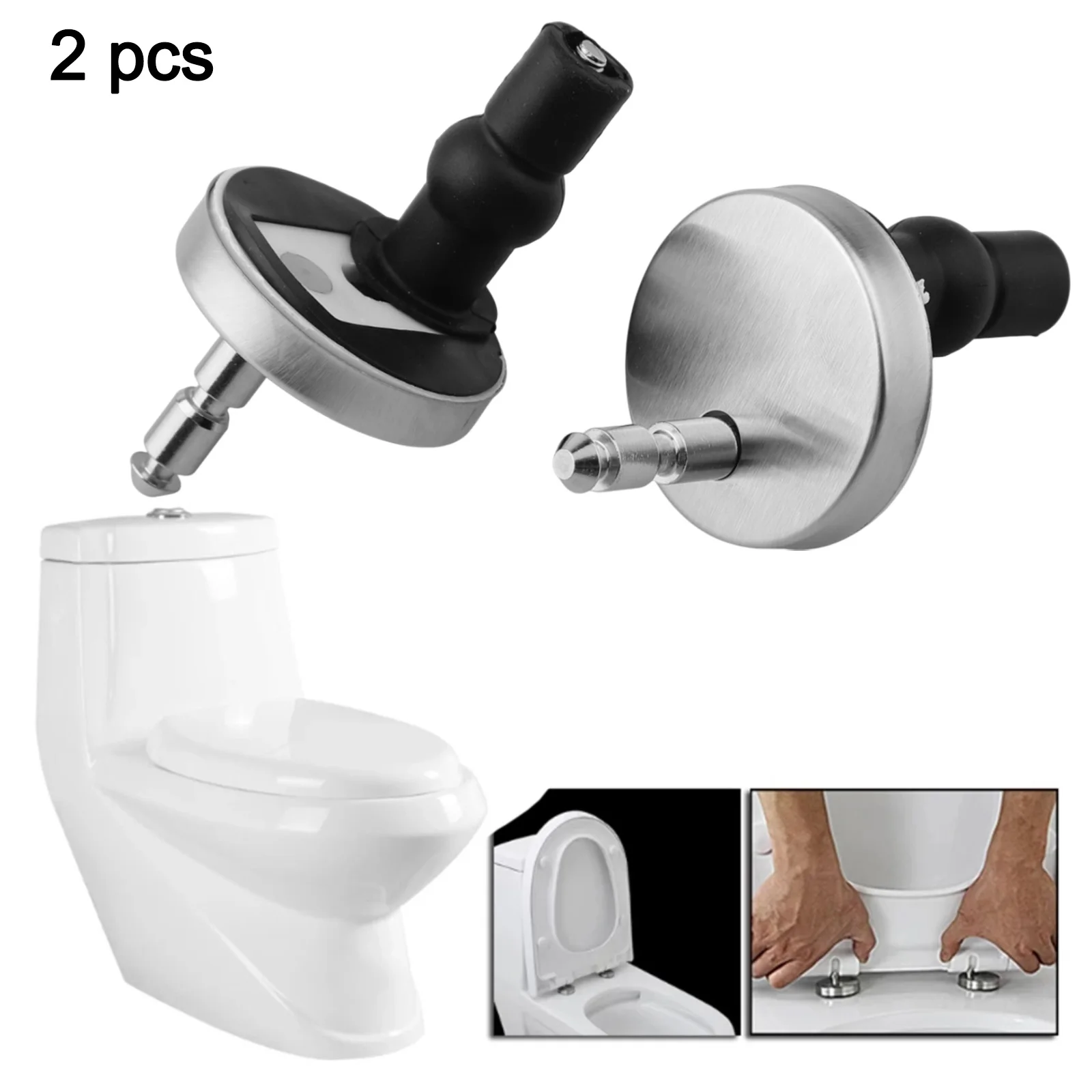 Brand New Toilet Seat Hinges 2x Fitting Heavy Duty Hinge Stable Stainless Steel + Plastic Strong Release Quick Replacement