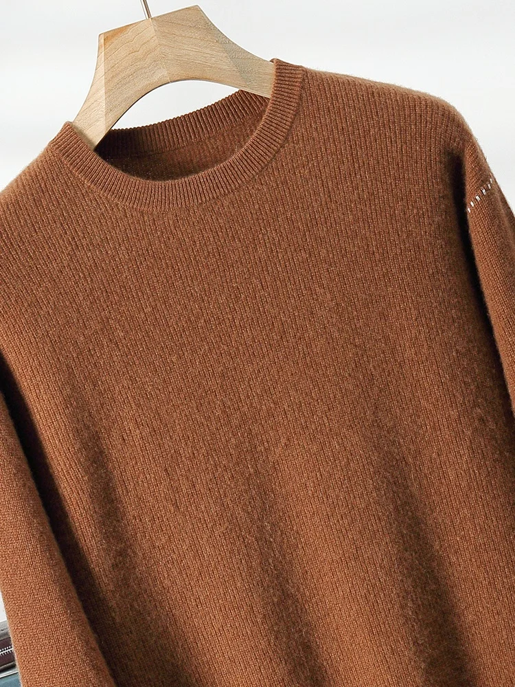 Men's 100% Cashmere Thick Sweater O-neck Pullovers Autumn Winter Soft Warm Long Sleeve Jumper Cashmere Knitwear Male Clothing