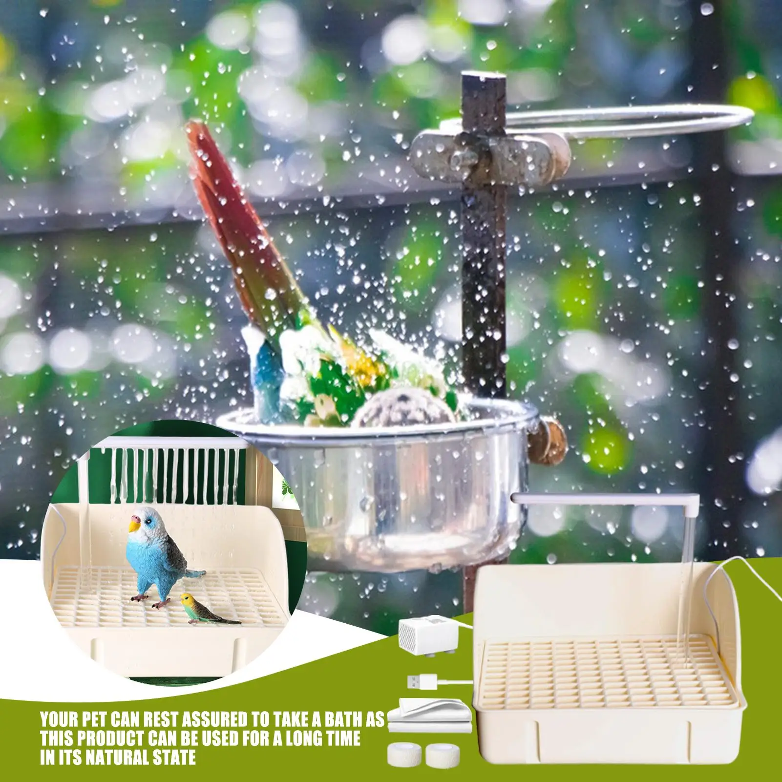 

Automatic Bird Bathtub Automatic Bird Bathing Tub With Pump Pet Cage Supplies Parrot Bathing Container For Conures Parakeet