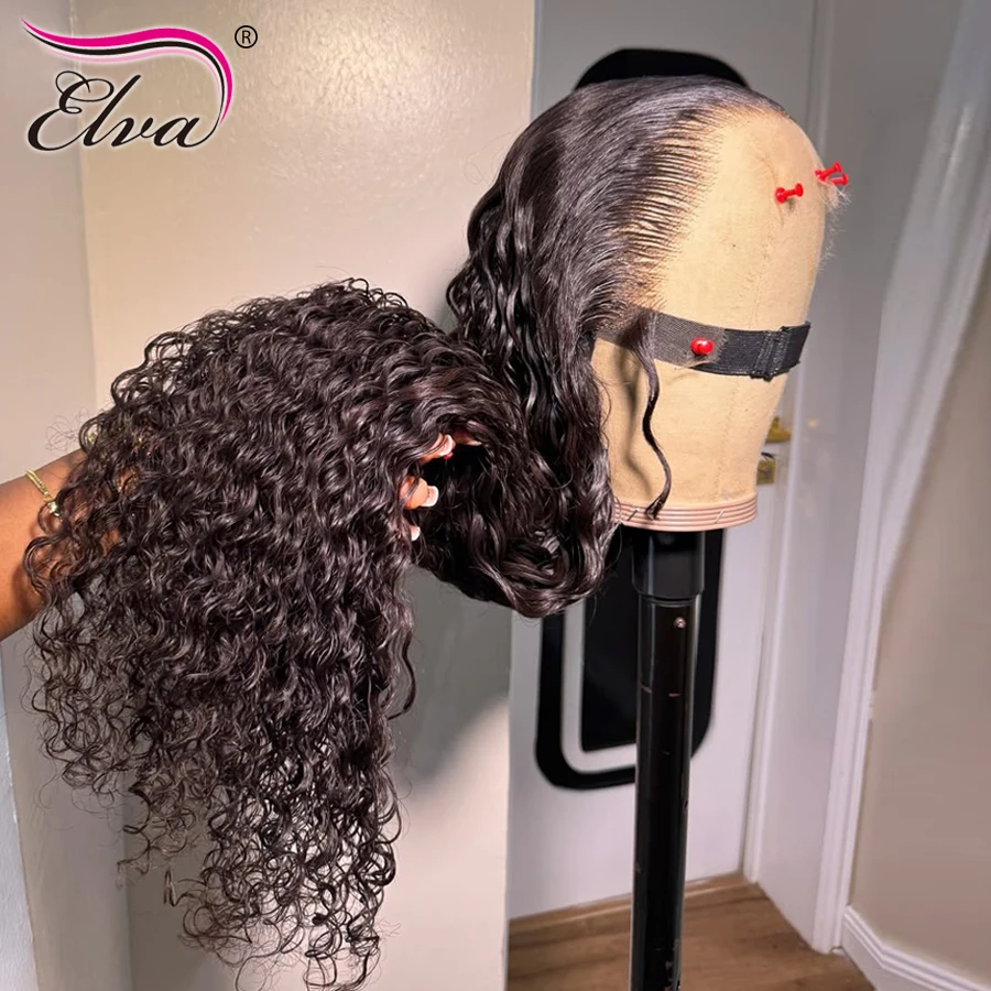Elva Burmese Curly 13x6 HD Transparent Lace Frontal Human Hair Wigs Ultra Fitted Preplucked Water Wave Wigs For Women Melt Skin