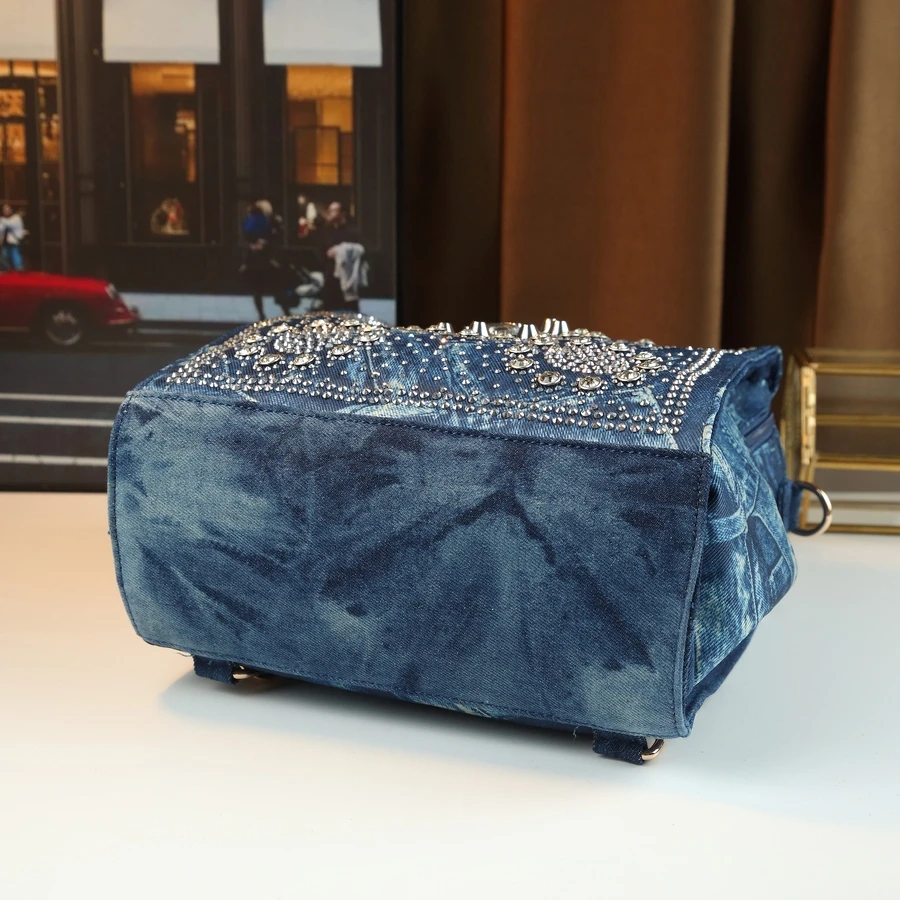 حقيبة كروس عصرية للسيدات مزينة بالألماس من قماش الدنيم بكتف واحد حقيبة يد كاجوال للركاب وصلت حديثًا للنساء #6