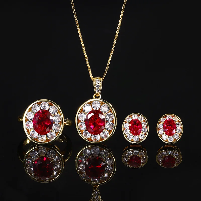 

New Beads Copper Sole Plated Retro Real Red Corundum Oval Yellow Suit8*10-5*7