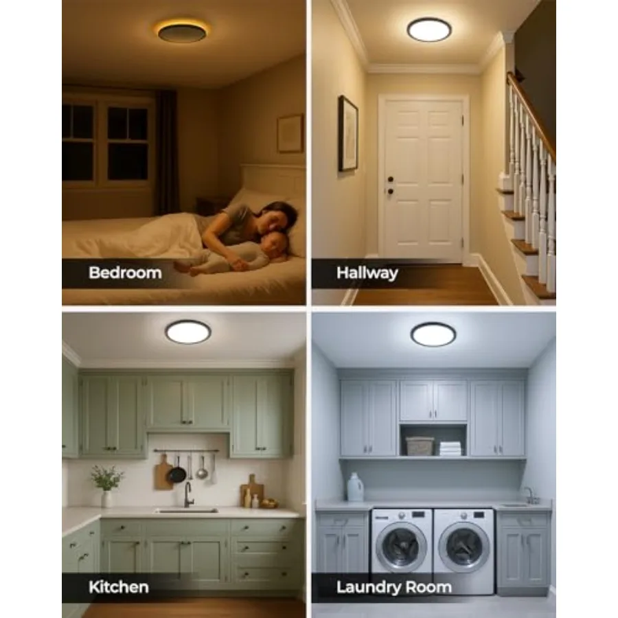 2Pack Dimmable Flush Mount Ceiling Light Fixture with Night Light 18W 3000K 4000K 5000K LED Low Profile Ceiling Lights for Bedr