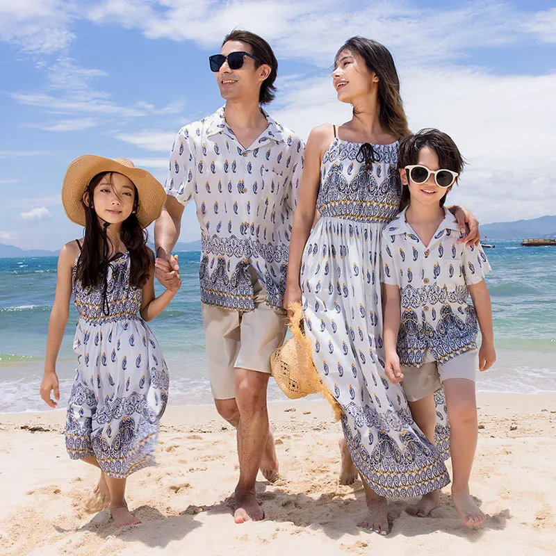 Holiday Look Parent Child Clothes Mother Father Children Polynesian Clothing Family Son Set Vacation Mom Daughter Beach Dress