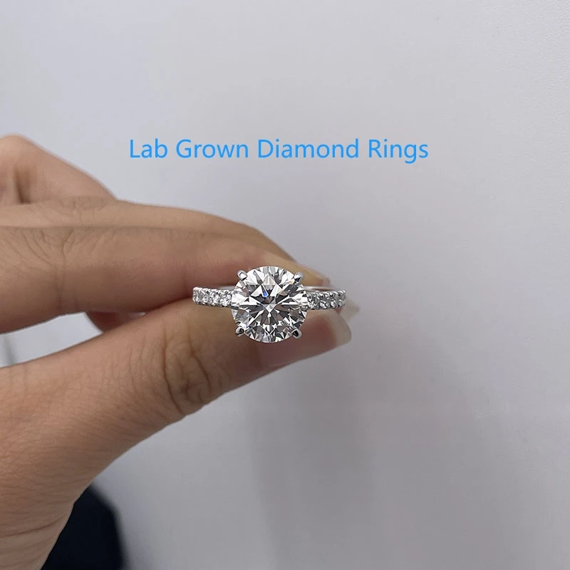 5Ct Round Cut IGI Certified CVD HPHT Lab Grown Diamond EF VS-VVS Diamond Ring Solid Platinum 950 Diamond Wedding Ring For Lady