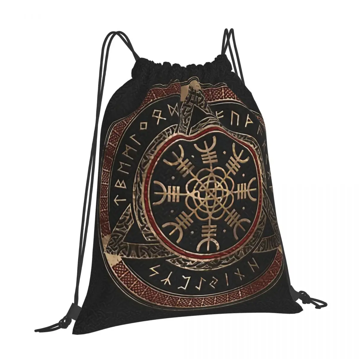 The Helm Of Awe V-Viking Age Cool Kawaii Drawstring Bags Hiking Shoe Clothes Storage Multi-function Teen Portable Rucksack Pouch