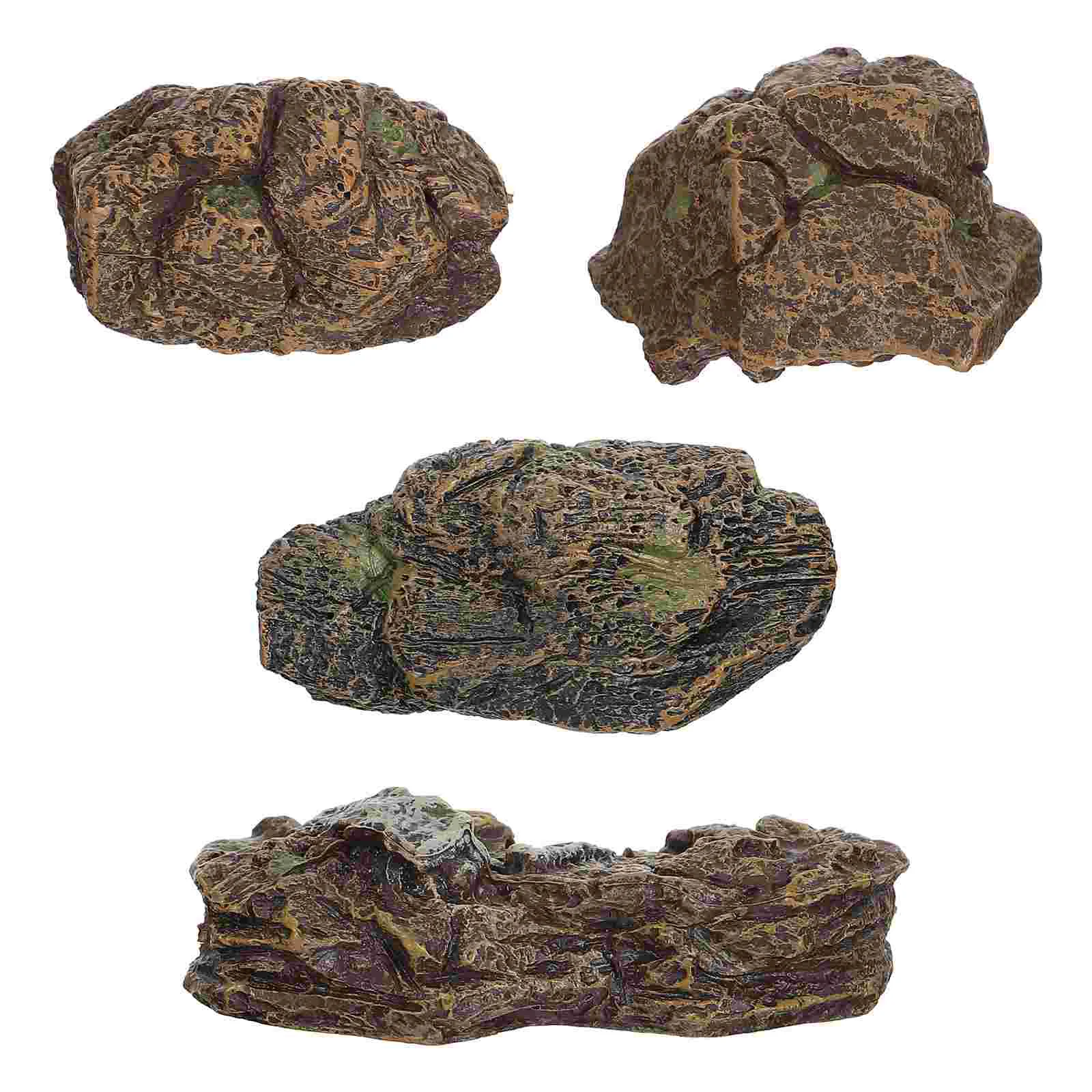 

4 Pcs Stone Ornaments Miniature Landscape Simulation Stones Adornment Micro Decoration Fairy Garden Crafts House Plant