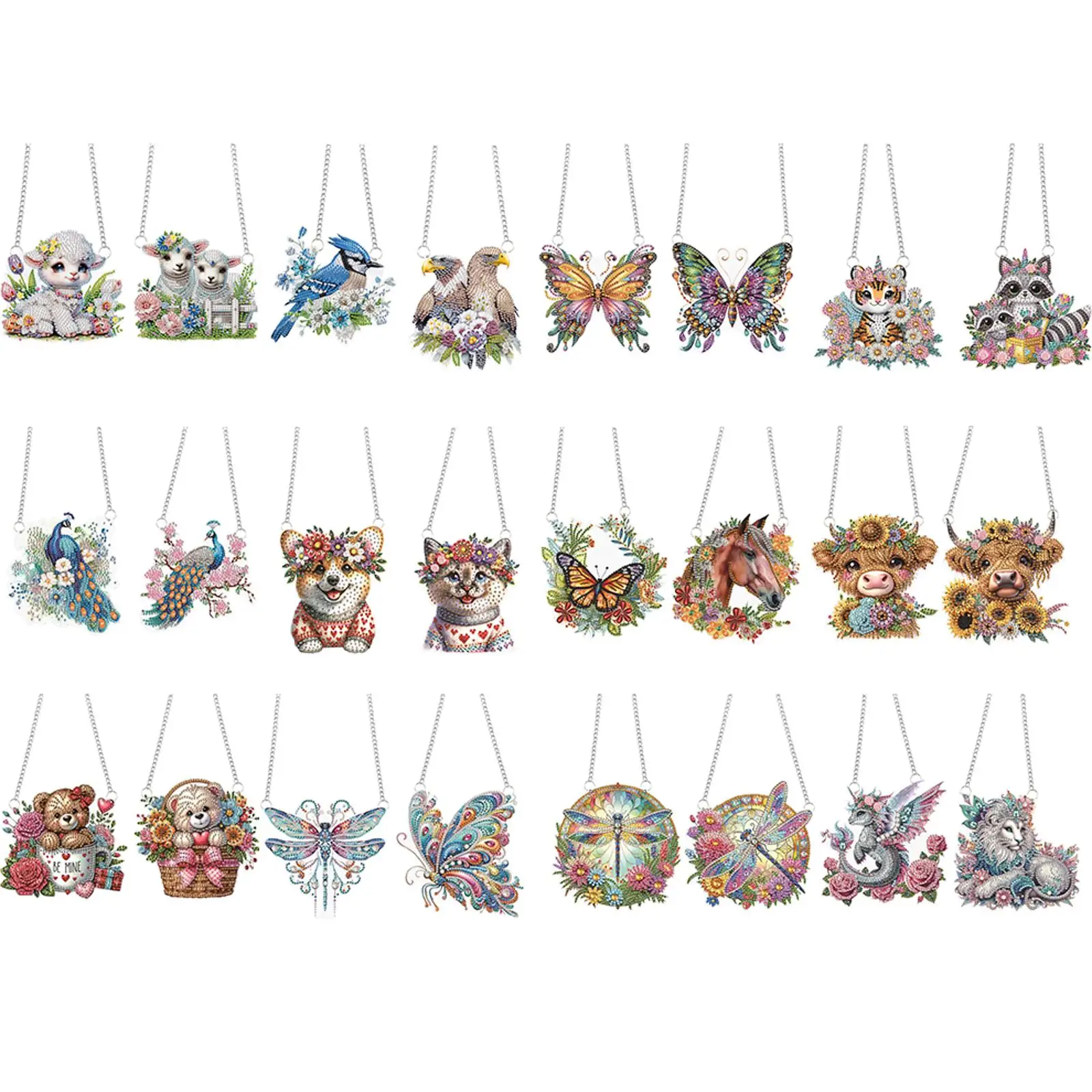 

2pcs Animal 2D Flat DIY Special Shape Rhinestone Diamond Art Window Pendants Diamond Painting Set Home Wall Decoration Crafts
