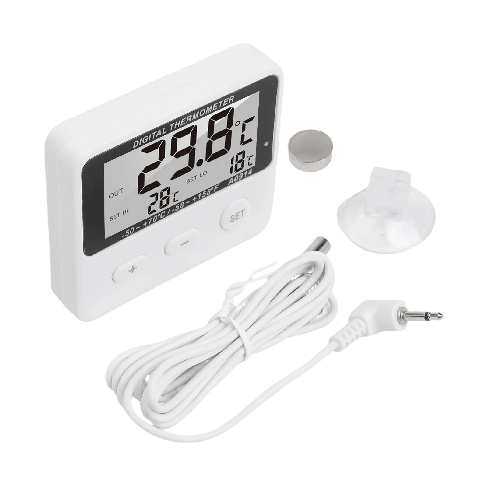 Thermometer With External Sensor High Low Temperature Alarm Thermometer For Refrigerator Food Storage Box Temperature Monitor