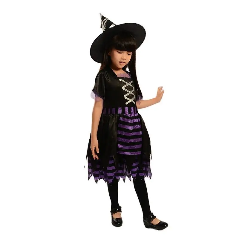 마녀 의상 어린이 공연 할로윈 역할 놀이 어린이 마녀 가면 무도회 의상 폴리에스터 섬유 100% 무대 의상