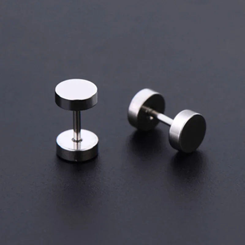 3 pairs Stainless Steel Barbell Stud Earring For Men Women Earrings For Men Stud Punk Gothic Fake Ear Gauge Earring Body Jewelry