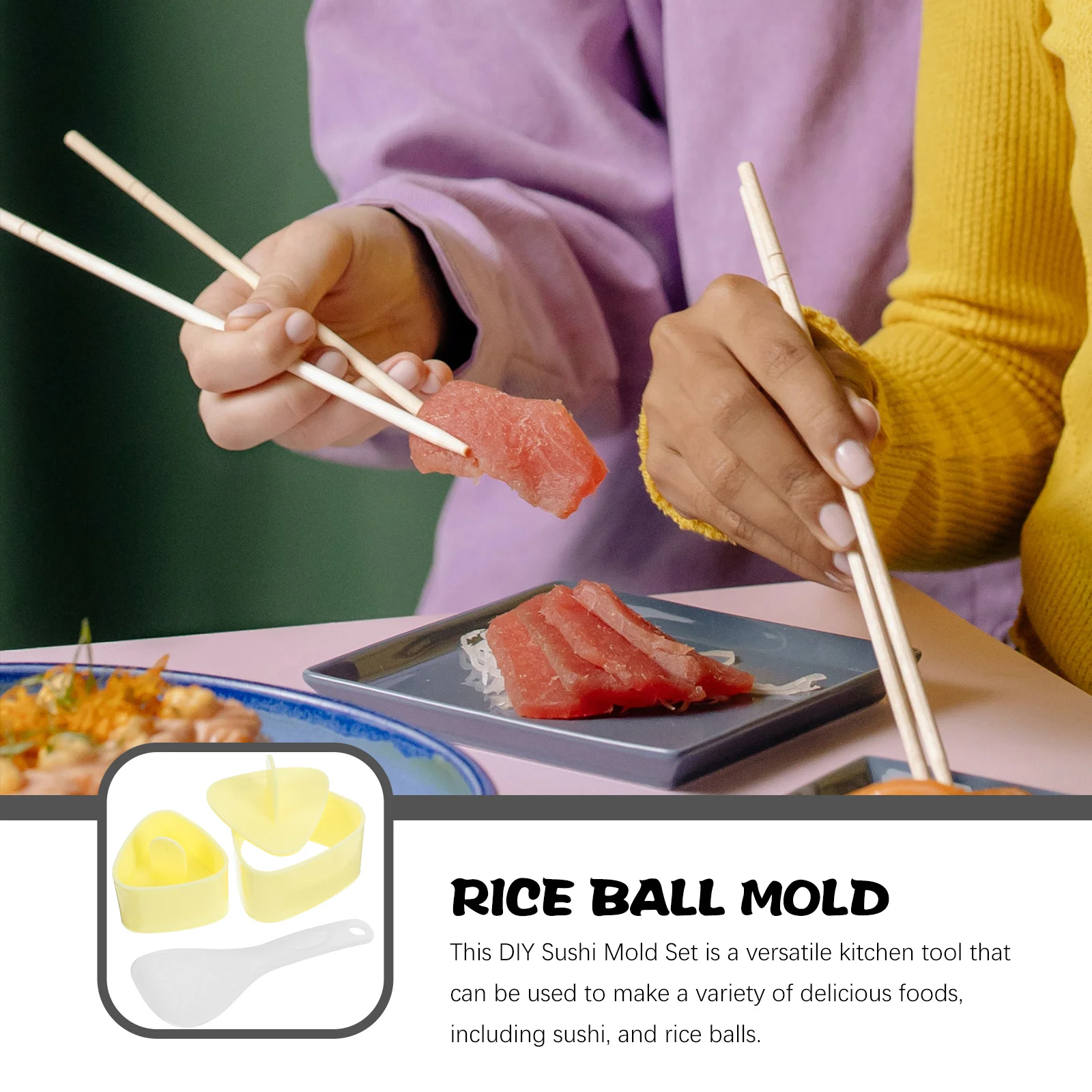 

1 Set Of Onigiri Rice Maker Mold Reusable Sushi Ball Press Kit For Diy Japanese Food Making Kitchen Utensils Rice Shaper Tool