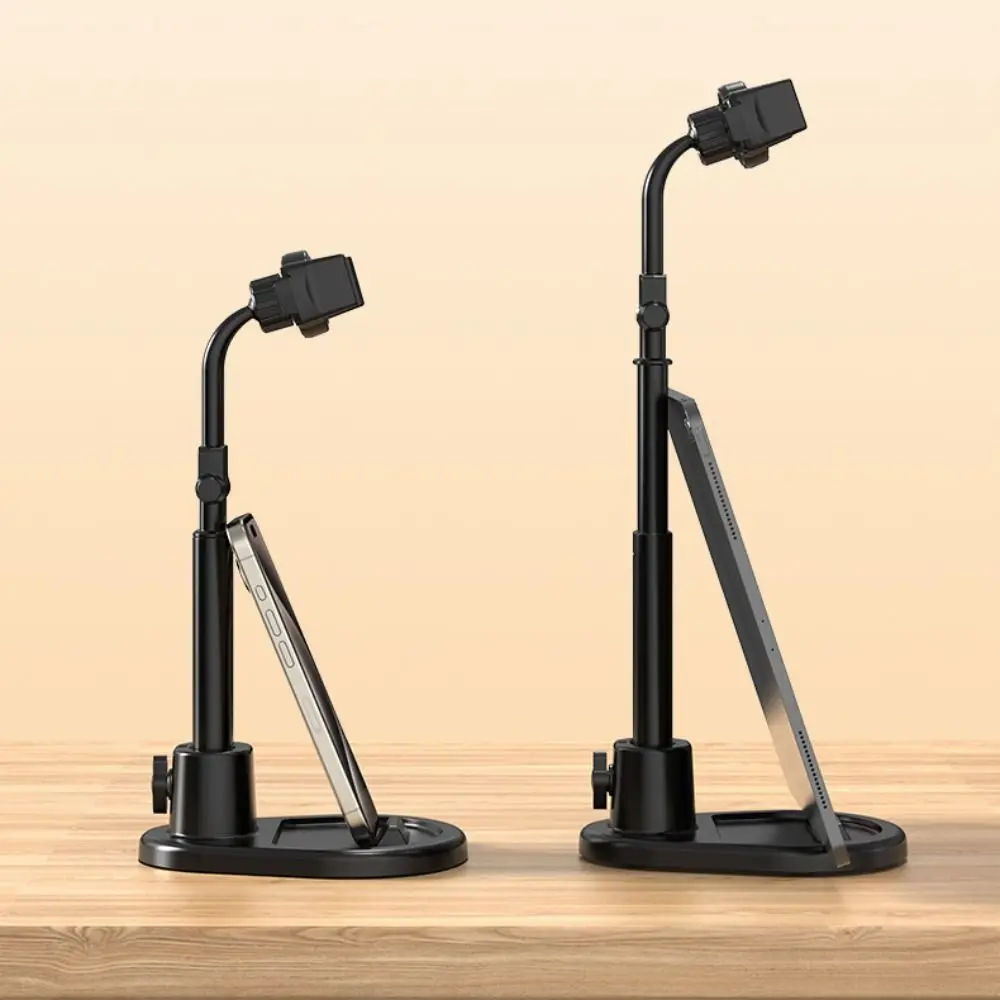 Sturdy Universal Desktop Phone Holder Telescopic Dual Card Slot Tablet Holder Stable Base Portable Phone Stand Video Call