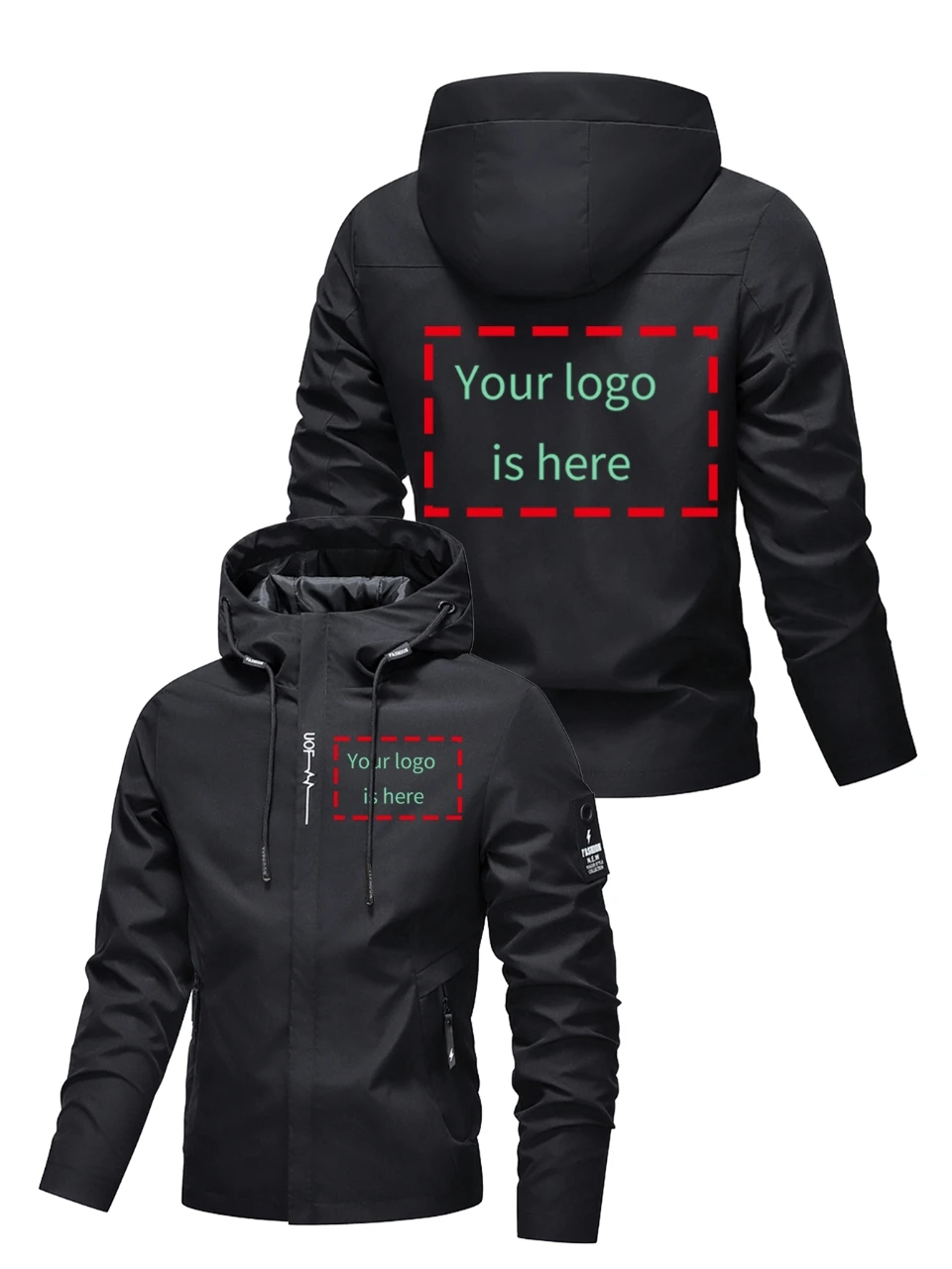 Startseite Herrenbekleidung Herrenjacken und -mäntel Herren-Kapuzenjacke mit individuellem Logo J... Herren-Kapuzenjacke mit individuellem Logo und İzed-Logo