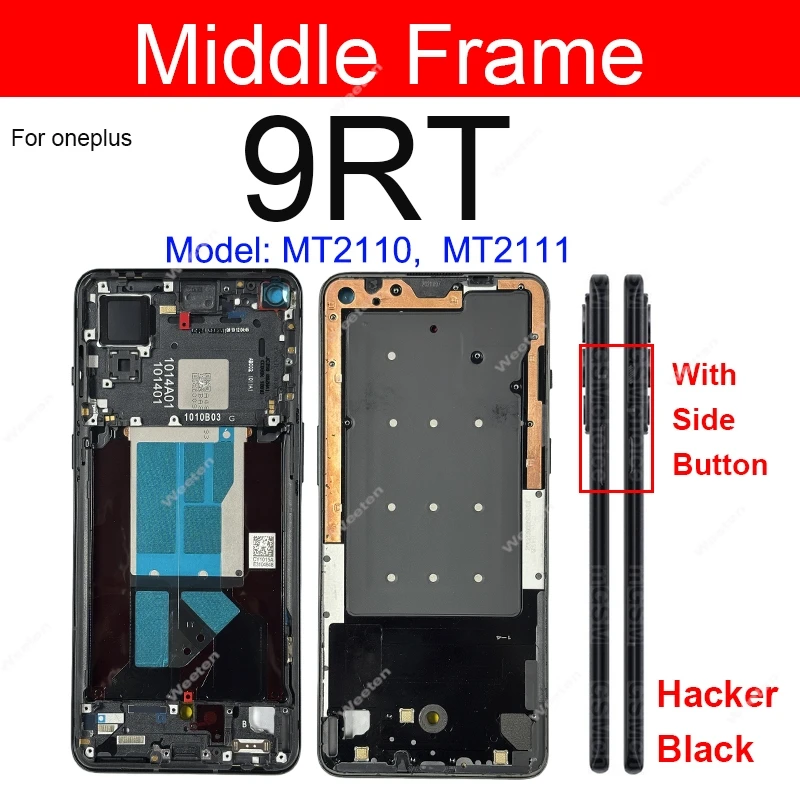 For One Plus Oneplus 1+ 9 9R 9Pro 9RT 10Pro Middle Frame Housing Rear Middle Frame Housing with Side Button Plate Chassis Parts