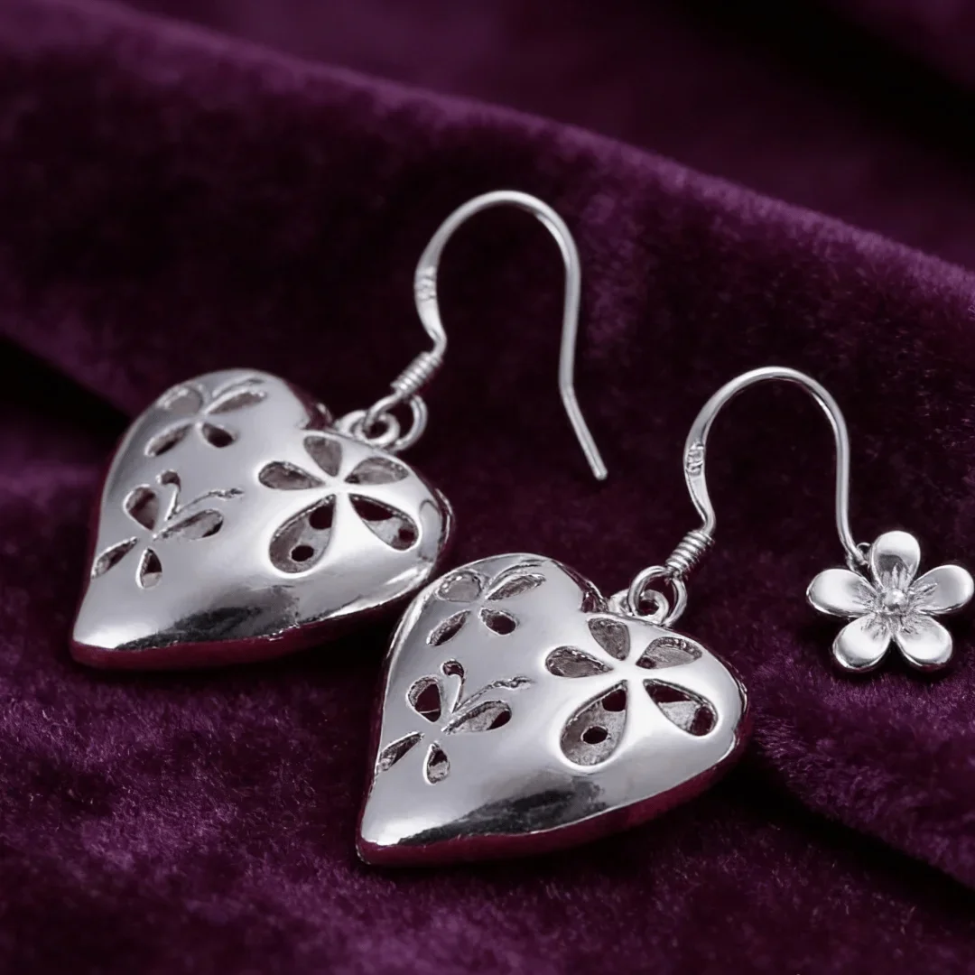 Special offer 925 Sterling Silver charm romantic heart drop Earrings for elegant Woman party korean fashion Jewelry Gifts