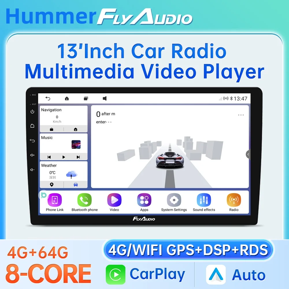 2din Android 13 Car Radio for HUMMER Auto Radio 9/10/13 inch Universal Carplay Touch Screen Wireless 4G WIFI GPS Car Multimedia