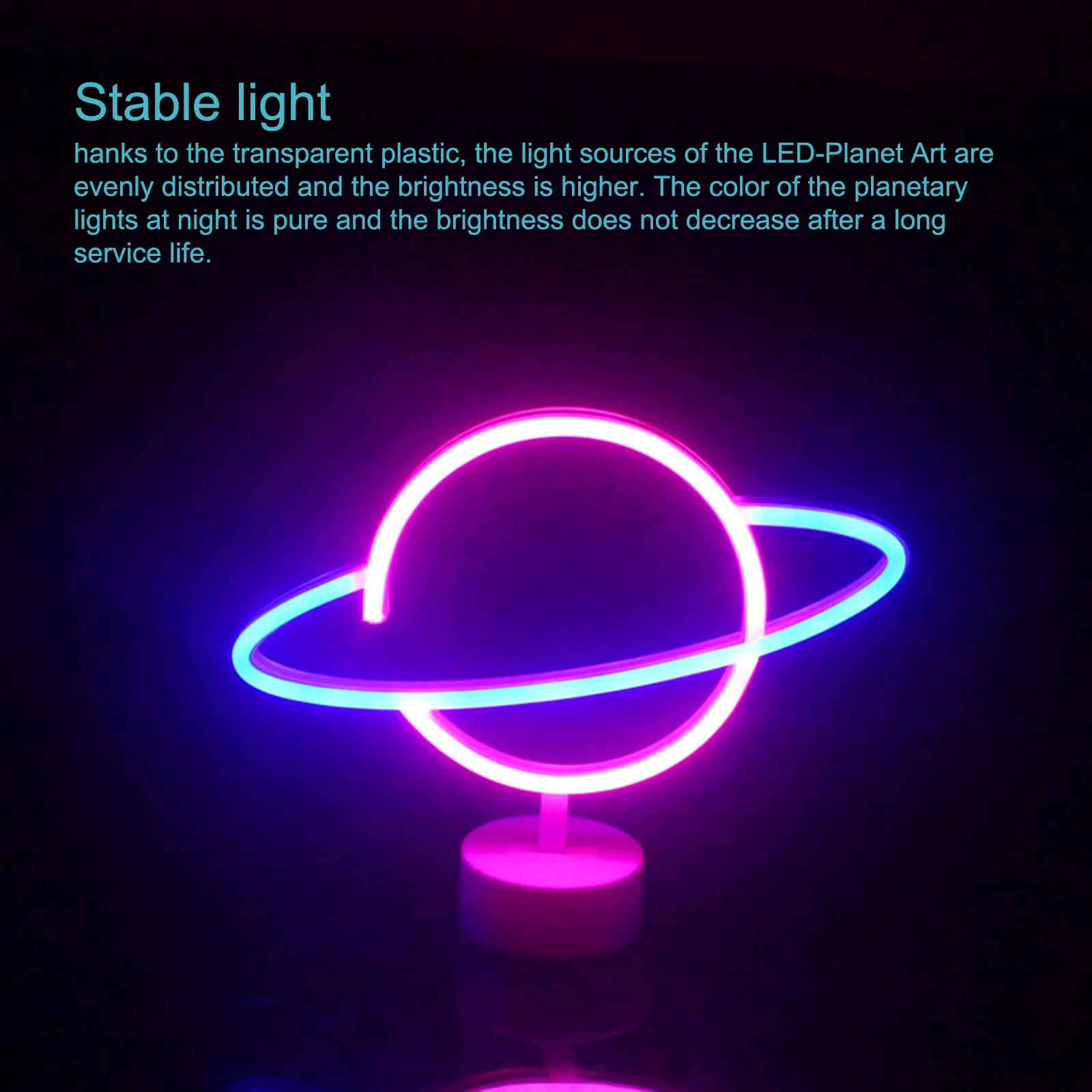 Christmas Decoration Night Lamp USB Neon Sign LED Planet Lighting With Base Romantic Bedside Table Light For Wedding Birthday