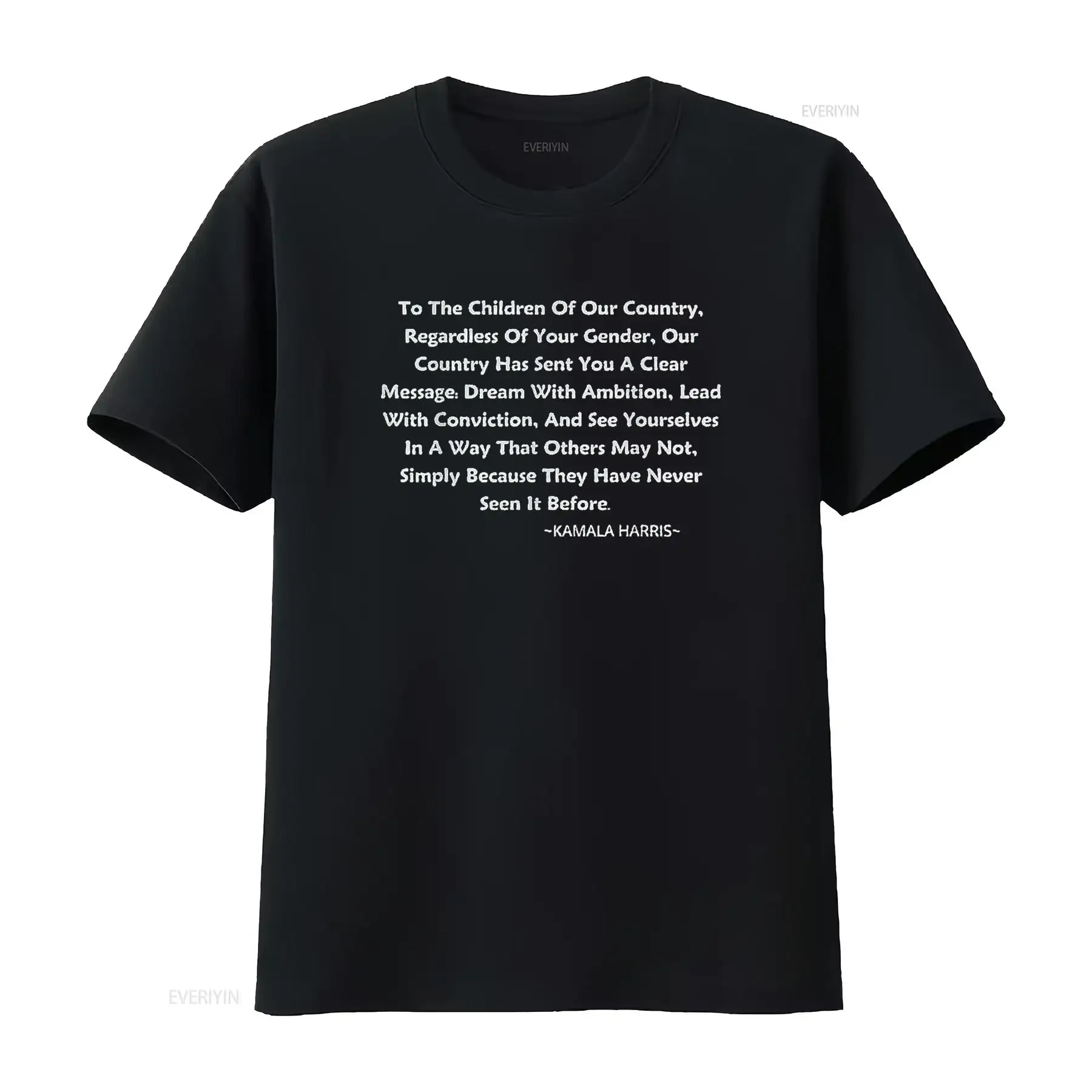 Rêve avec ambition Kamala Harris citation inspirante femmes t-shirt noir L vintage lavé polyvalent légèrement unisexe