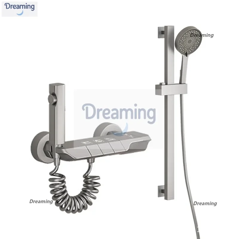 

Душевой набор из пепласта с пистолетом, бытовая ванная комната, полностью медная простая разделенная ванная комната без крыши с распылителем под давлением