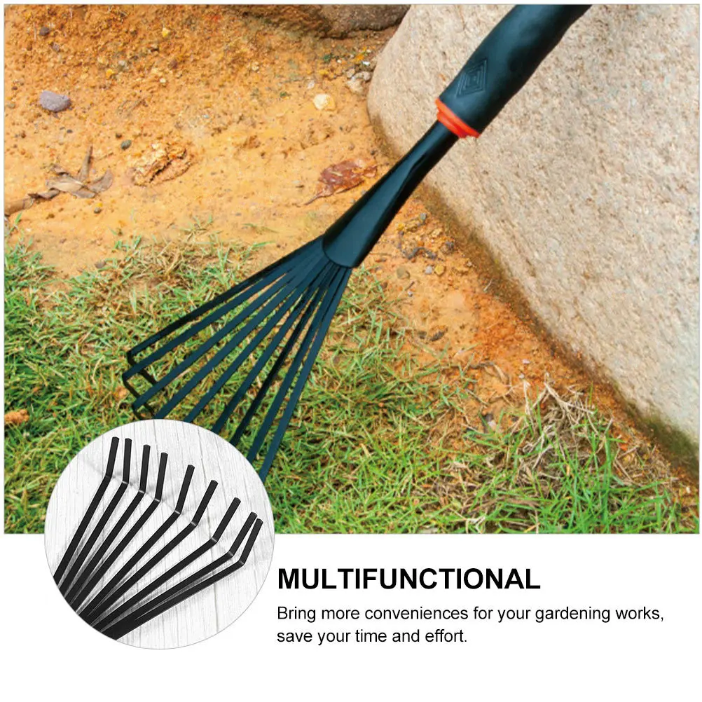 

2pcs Garden Hand Rake 9 Root Claw Leaf Rake Premium Plastic Carbon Steel Non-Slip Handle Durable Gardening Tool For