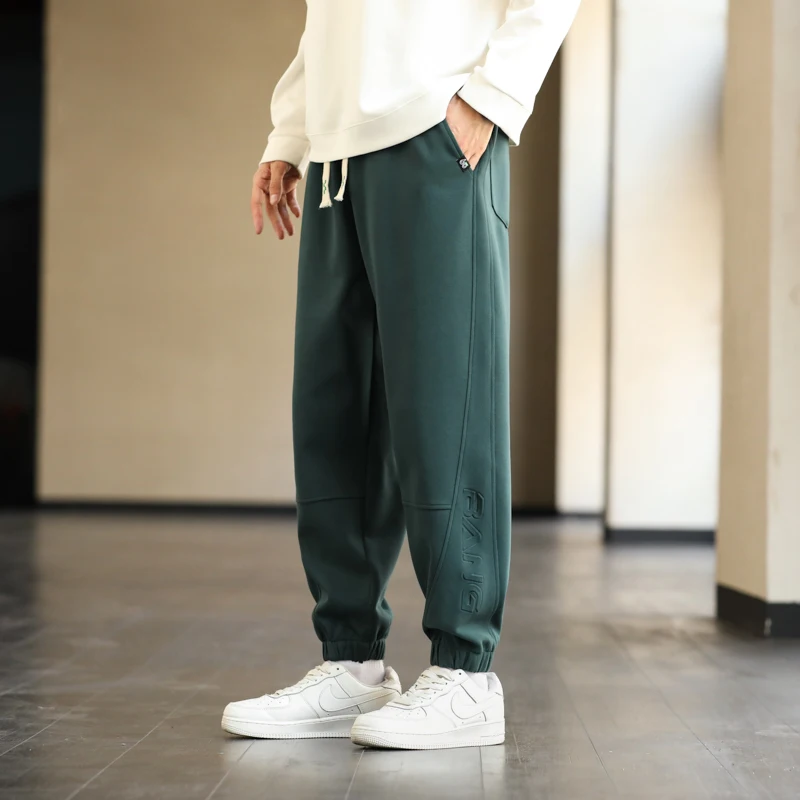 Men's Spring Autumn Solid Pockets High Waisted Letter Printed Elastic Casual Harun Lantern Sports Trousers Formal Vintage Pants