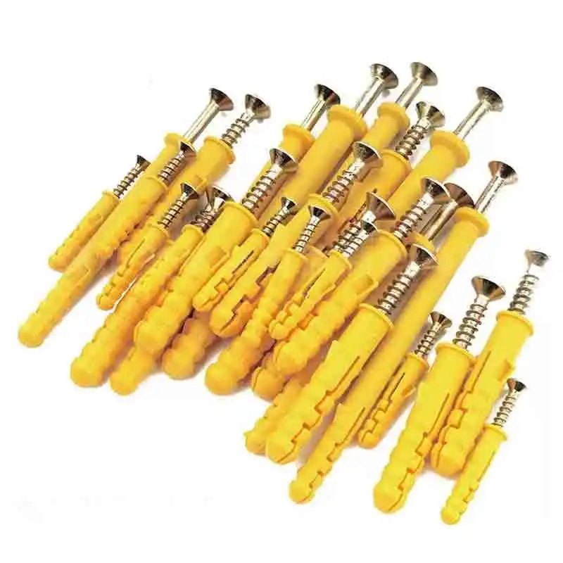 Expansion plug fixed foot self tapping screw nylon plastic bolt frame fixed wall plug with single wing screw yellow zinc