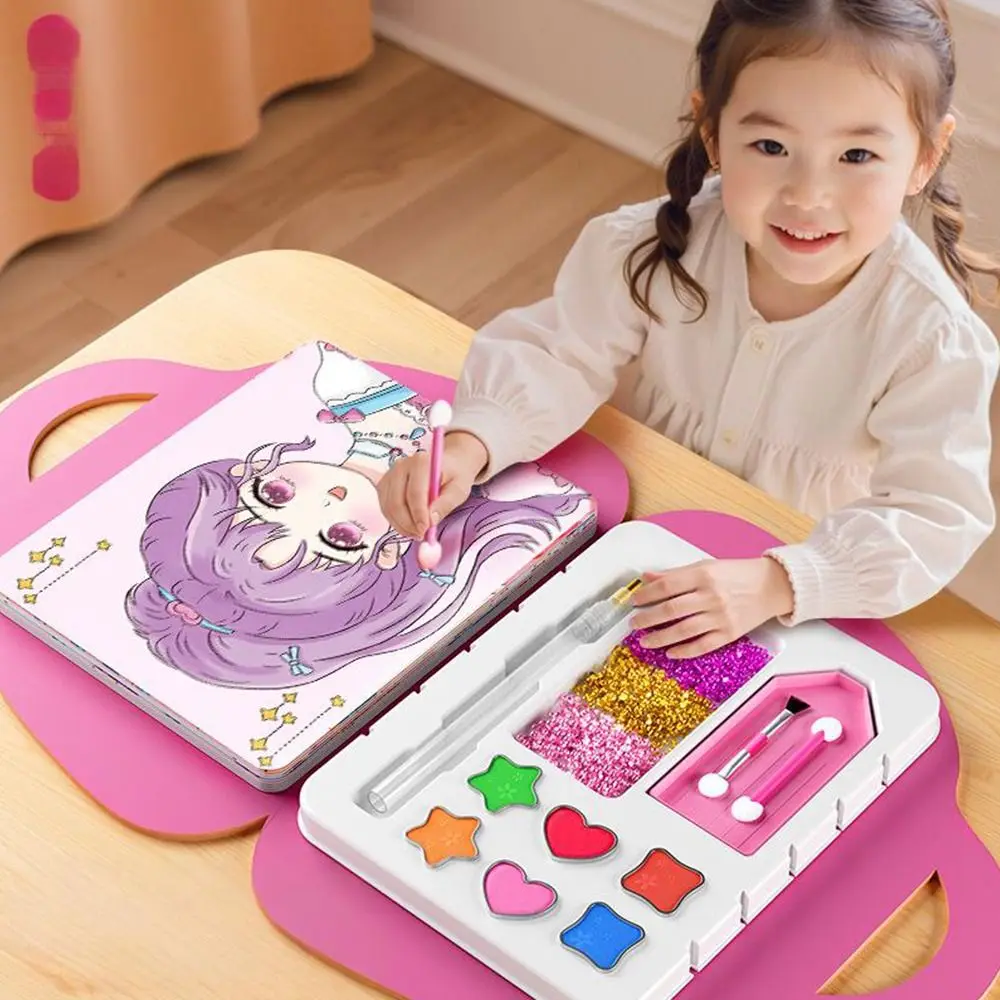 

Многоцветный набор наклеек для макияжа принцессы, бумажная косметичка для девочек, сумка для дизайна ногтей, материал для изготовления игр, набор для макияжа принцессы для детей 3-8 лет