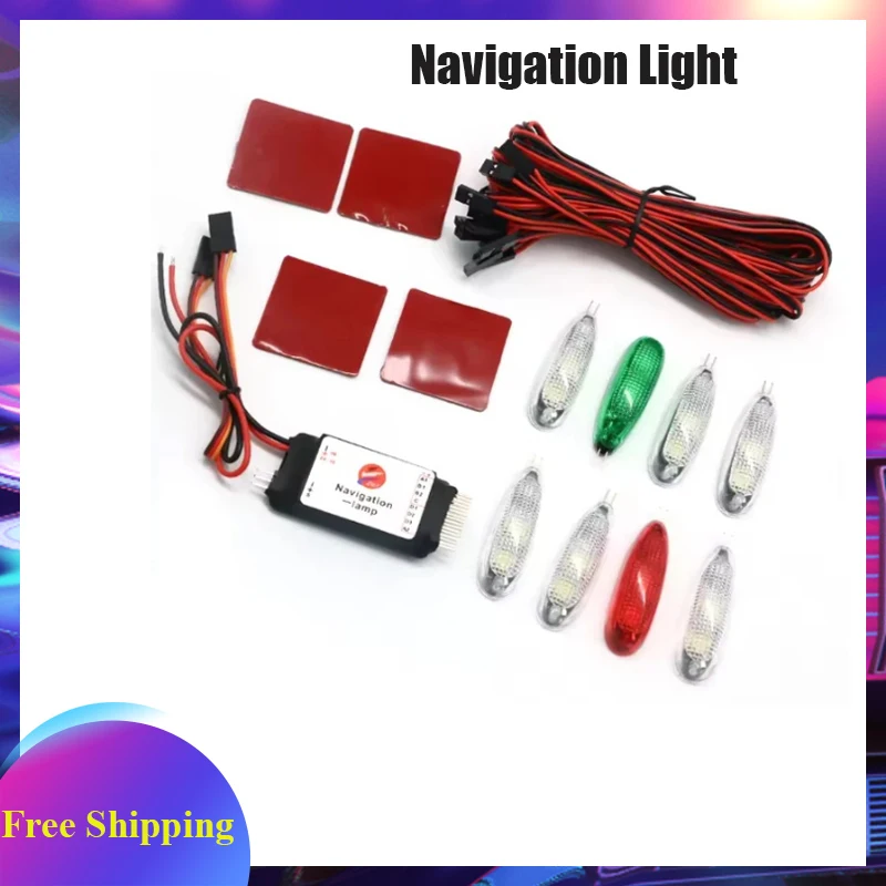 Simulation Navigation Light 2-3S Voltage 3V LED Six Modes for RC Fixed-wing Aircraft Ducted Like Real Machine