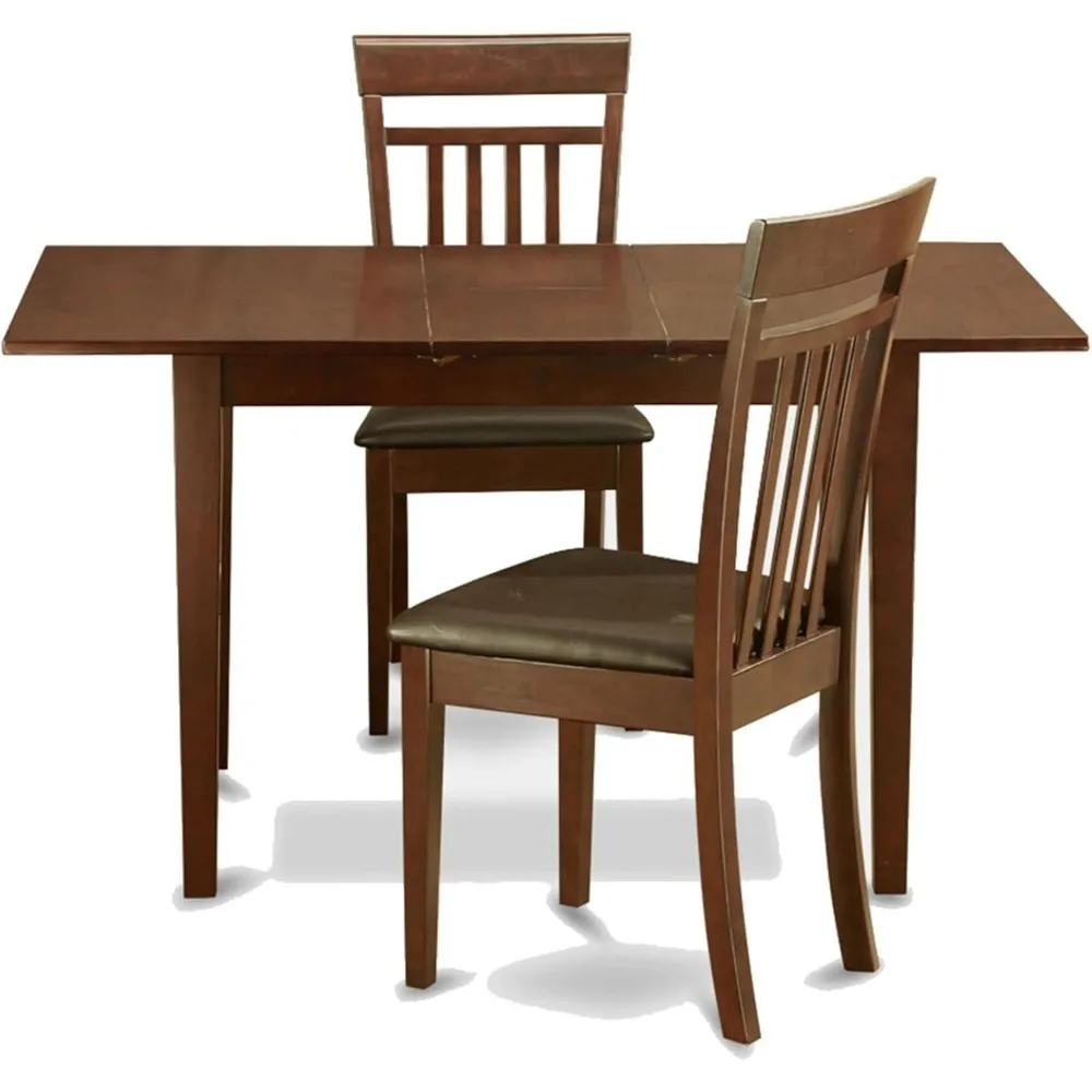 

NOCA3-MAH-LC 3 Piece Dining Table Set Contains a Rectangle Dining Room Table with Butterfly Leaf and 2 Faux