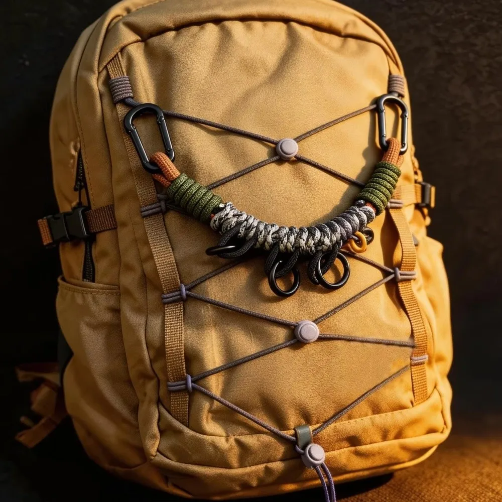 Outdoor Umbrella Rope Dopamine Color Nylon Decoration Hanging Rope Chain Handmade Woven Arbitrary Hanging Bag Backpack Expansion
