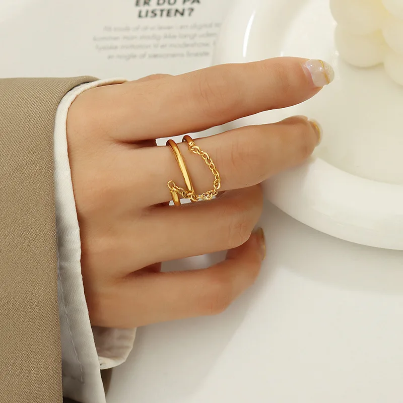 New Fashion Trend Unique Design Elegant And Exquisite Retro Double Layer Ring Women's Jewelry Party High-grade Gifts Wholesale