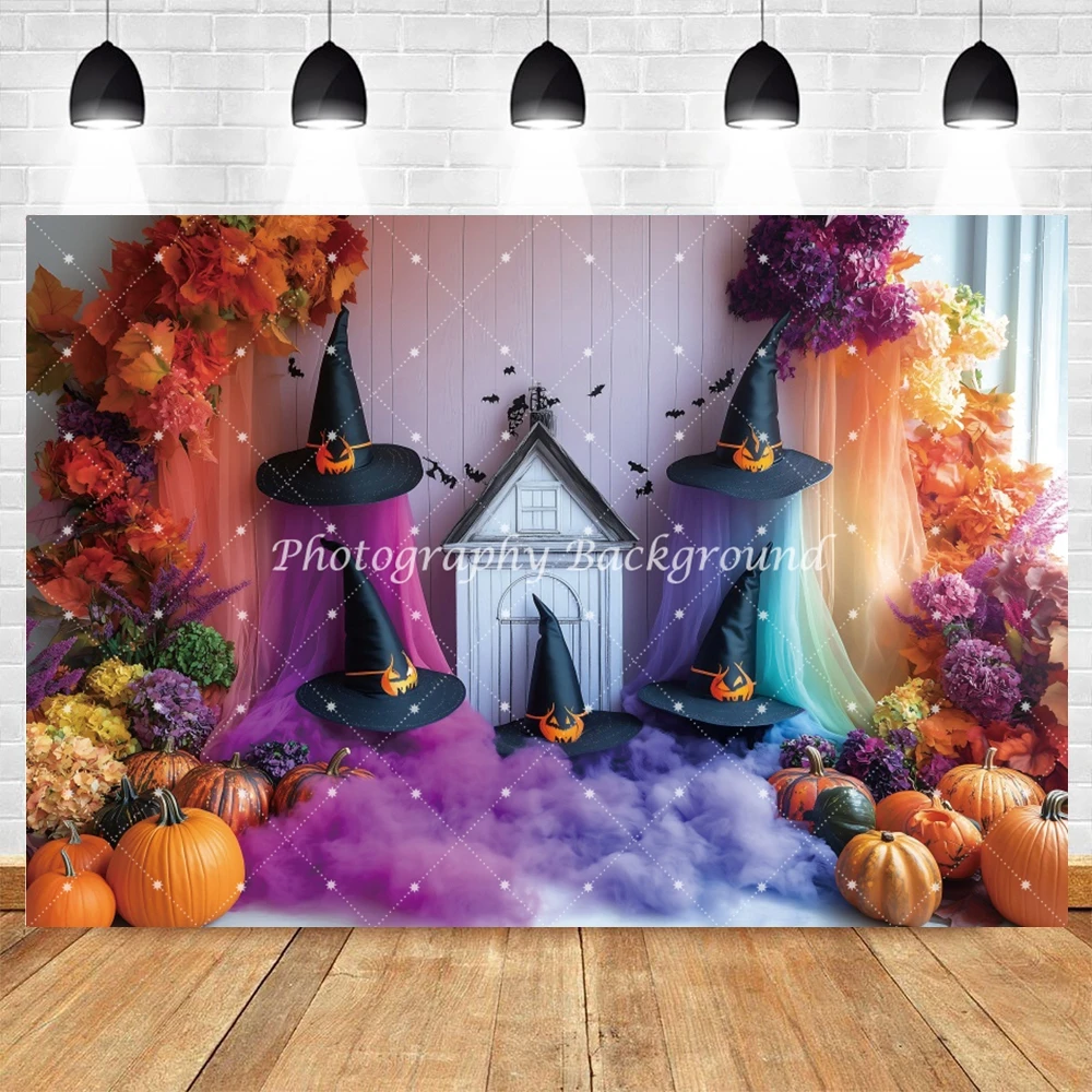 Halloween Backdrops Bat Pumpkin Evening House Kids Birthday Party Decoration Trick Or Treat Photography Kid Festival Backgrounds