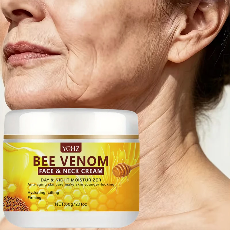 Bee Venom Face & Neck Cream, Dual-Effect Day and Night Firming and Moisturizing Cream, Contains Retinol, Collagen, Aloe Vera, and Niacinamide, Brightens Skin Tone, Improves Skin Texture, Deeply Hydrates, Locks in Moist