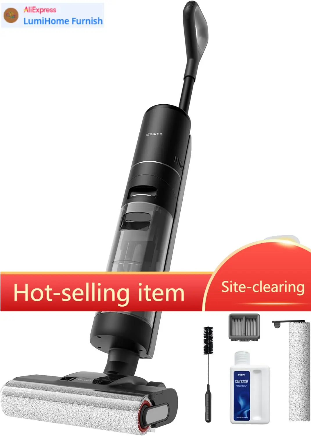 

Пылесос-швабра DREAME H12 PRO, для влажной и сухой уборки твердых полов, одновременная сухая и влажная уборка, автоматическое самоочищение.