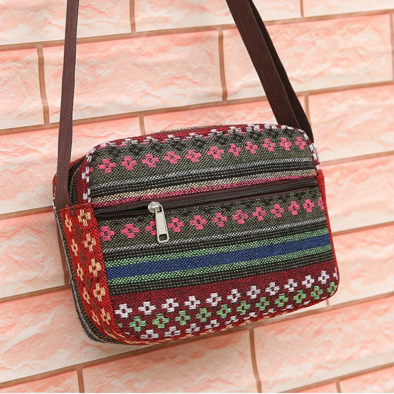 2023 Young and Middle-Aged Canvas Shoulder Bag Women Four-Pull Crossbody Casual Bag Multi-Functional Versatile Women Bag