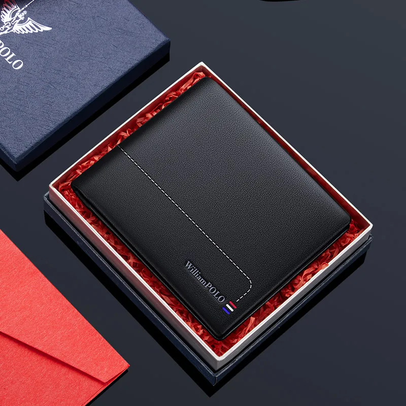 WILLIAMPOLO Original Brand 100% Leather Wallet Men Famous Long Knitting Pattern Wallet Men Luxury Brand Wallets #118