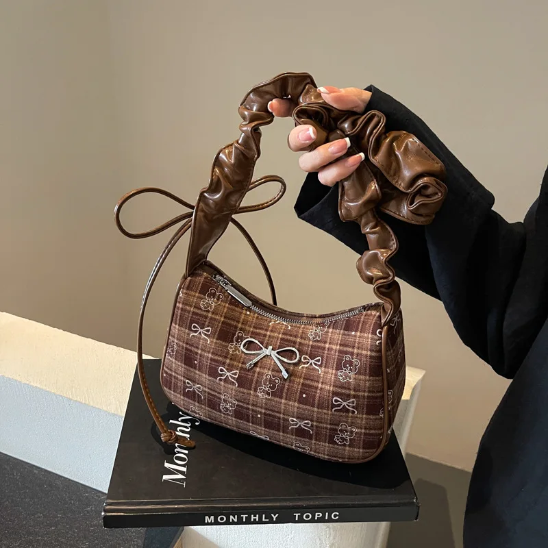 

Korean Niche Underarm Bag for Women - Exquisite Plaid Versatile Work Bag, Luxury Stylish New Single Shoulder Handbag
