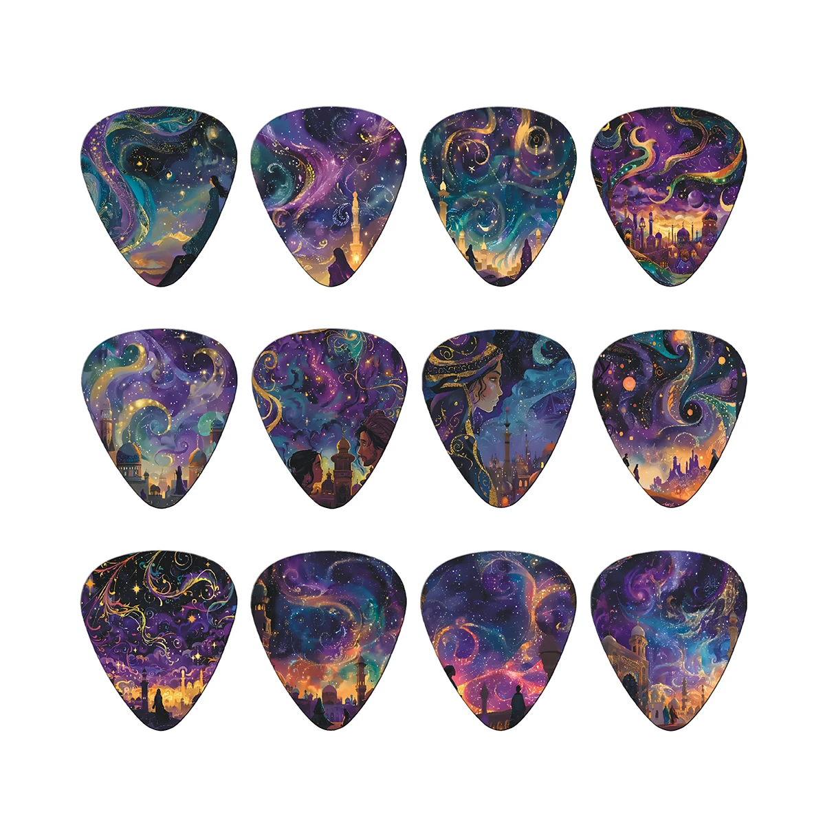 New 12pcs/set Guitar Paddles Cartoon Couples Acoustic Guitar Picks Musical Instrument Accessories Pick Guitar 0.46/0.71/1.0Mm