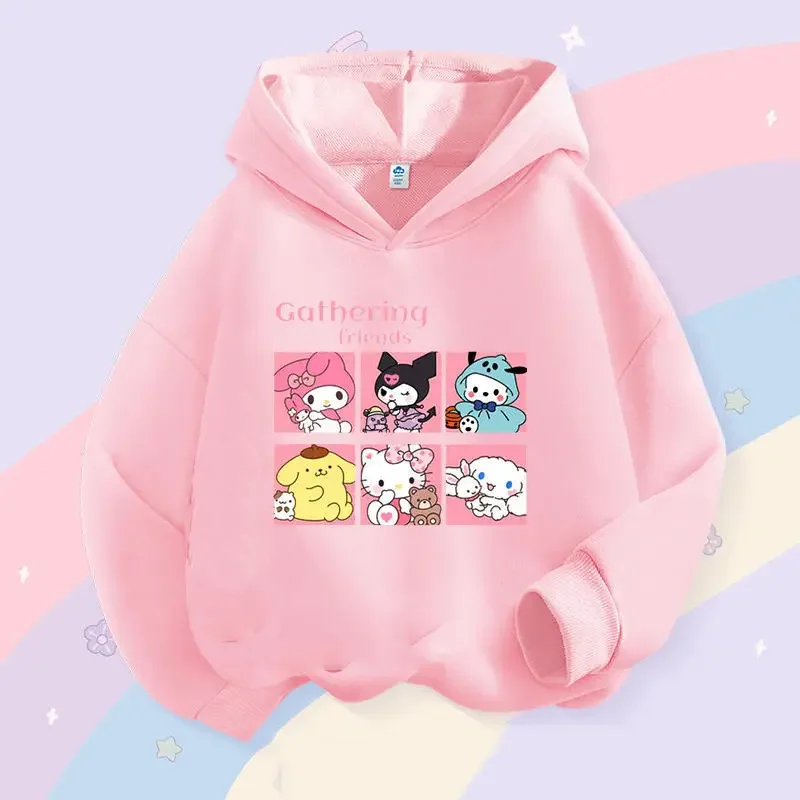 

Sanrio Kawaii Hello Kitty Hooded Sweatshirts My Melody Kuromi Anime Cartoon Exquisite Skin Friendly Students Long-sleeved Coats