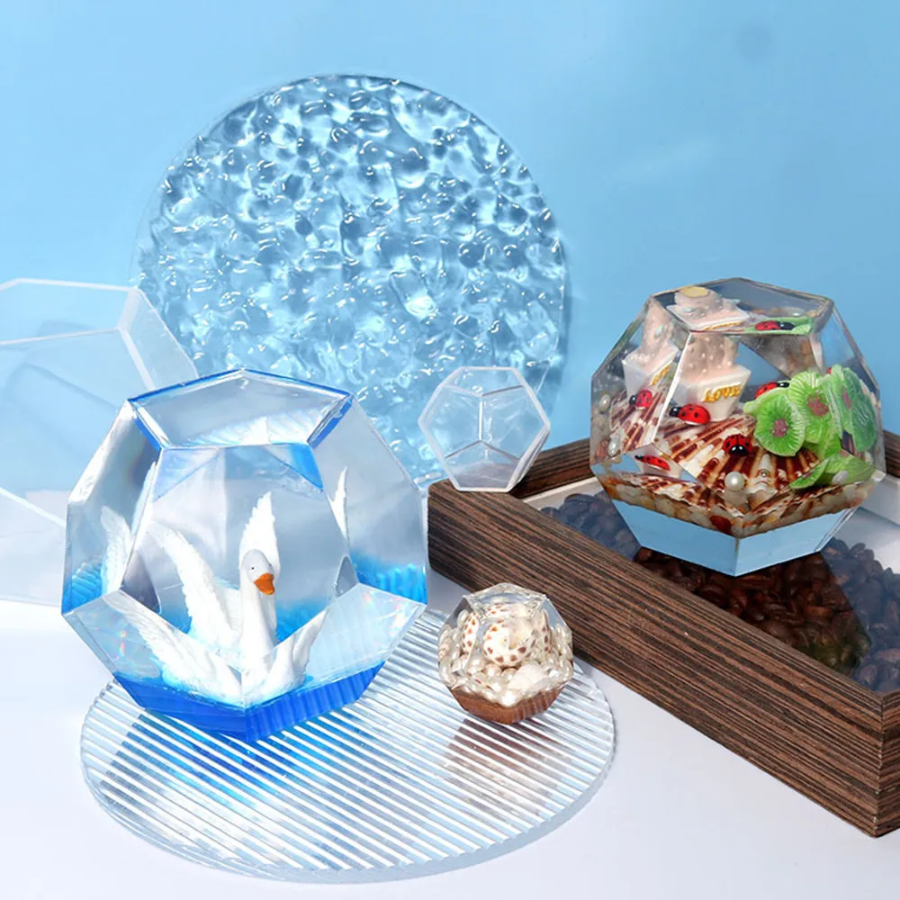 Dodecahedron Faceted Sphere Silicone Mold 3D Micro Landscape Epoxy Resin Mould for DIY Epoxy Resin Crafts Home Table Decoration