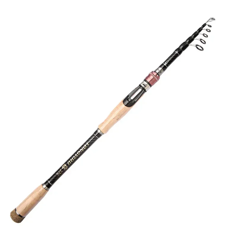 Carbon Telescopic Lure Rod Portable Short Section Fishing Rod M Adjustable Light Hard Straight Handle Sea RodXY01