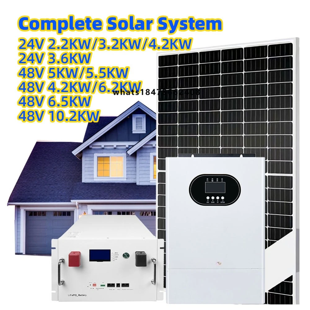 5KW Home Solar Power Generator Kit Complete Solar System with Battery Charging 5000W  Panel Whole House  Energy System