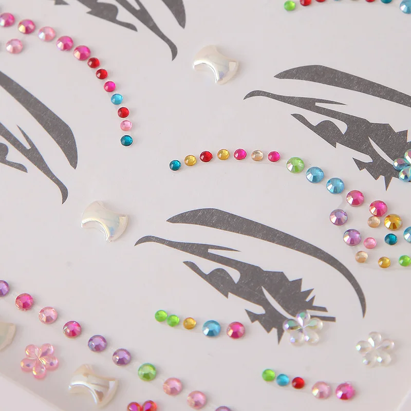 Rhinestones Pearl Tattoo Stickers Disposable DIY Acrylic Masquerade Makeup Diamond Forehead Eyes Stickers Face Decor Girls Women