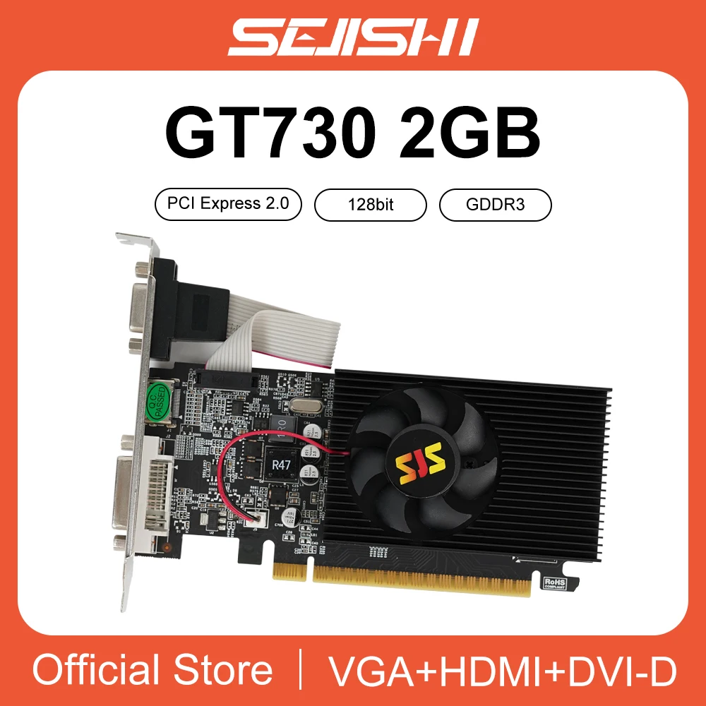 SEJISHI Video Card GeForce GT730 2GB Display Vga Cards DDR3 128Bit Computer Graphics Card for NVIDIA Game PC GT 730 2GD3 HDMI