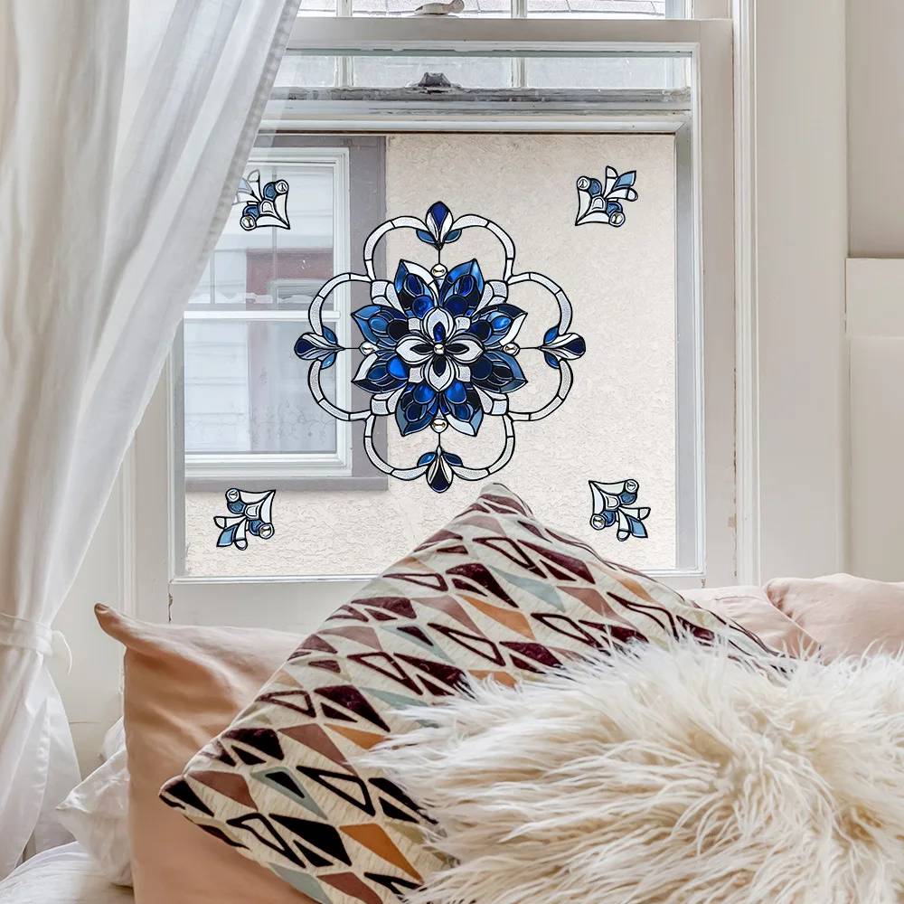 1pcs European retro patterned glass stickers, suitable for wall decoration in the entrance hall, bedroom and living room