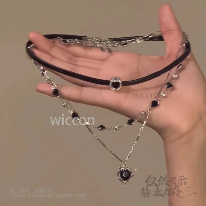 Y2K Jirai Kei цепочка эстетические гранж ювелирные аксессуары многослойный кулон колье персиковое сердце звезда ожерелье женское готическое очарование
