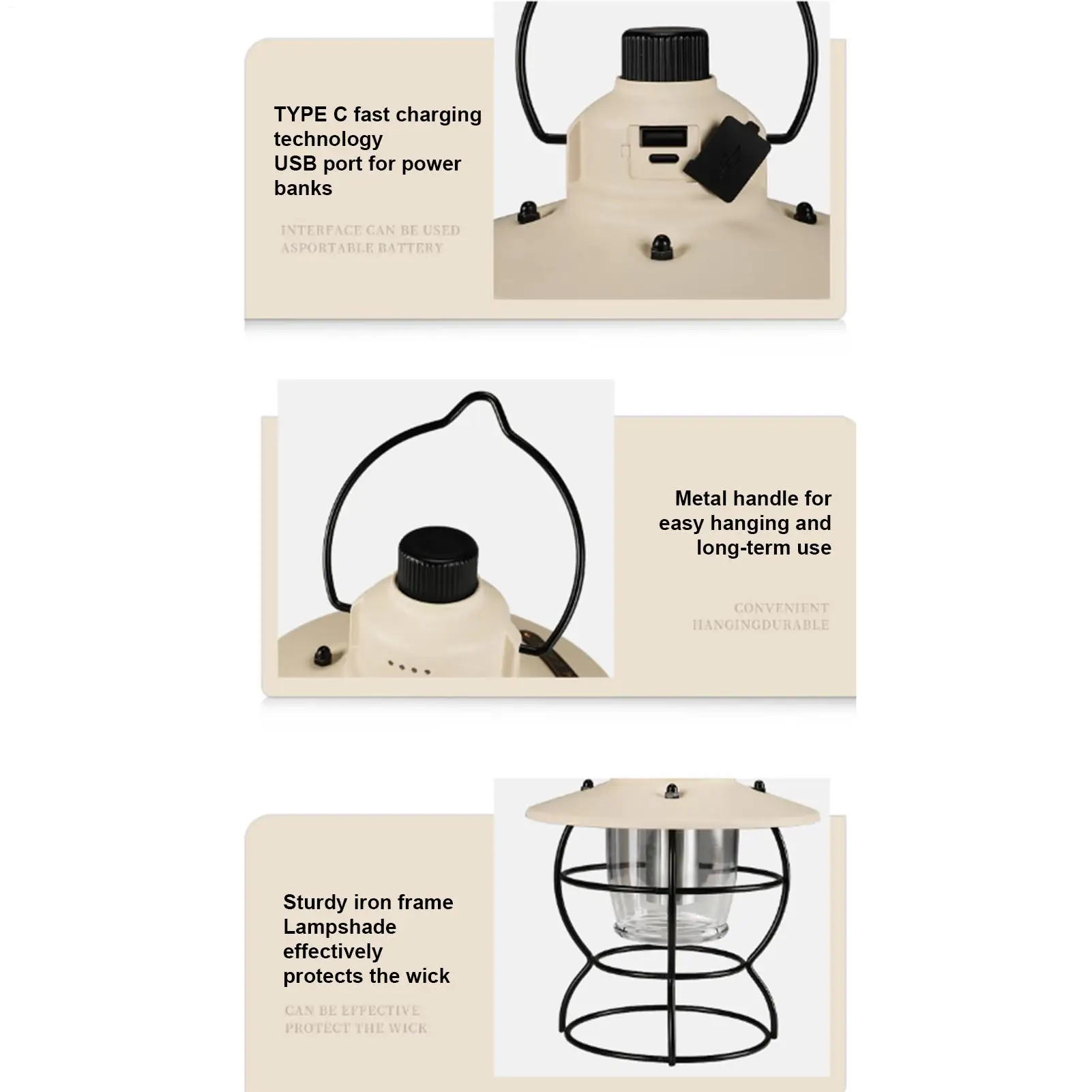 فانوس عتيق مزخرف، 3 أوضاع إضاءة LED ريترو لشرفة فناء الحديقة، إضاءة محيطة داخلية خارجية لهدية عيد الميلاد